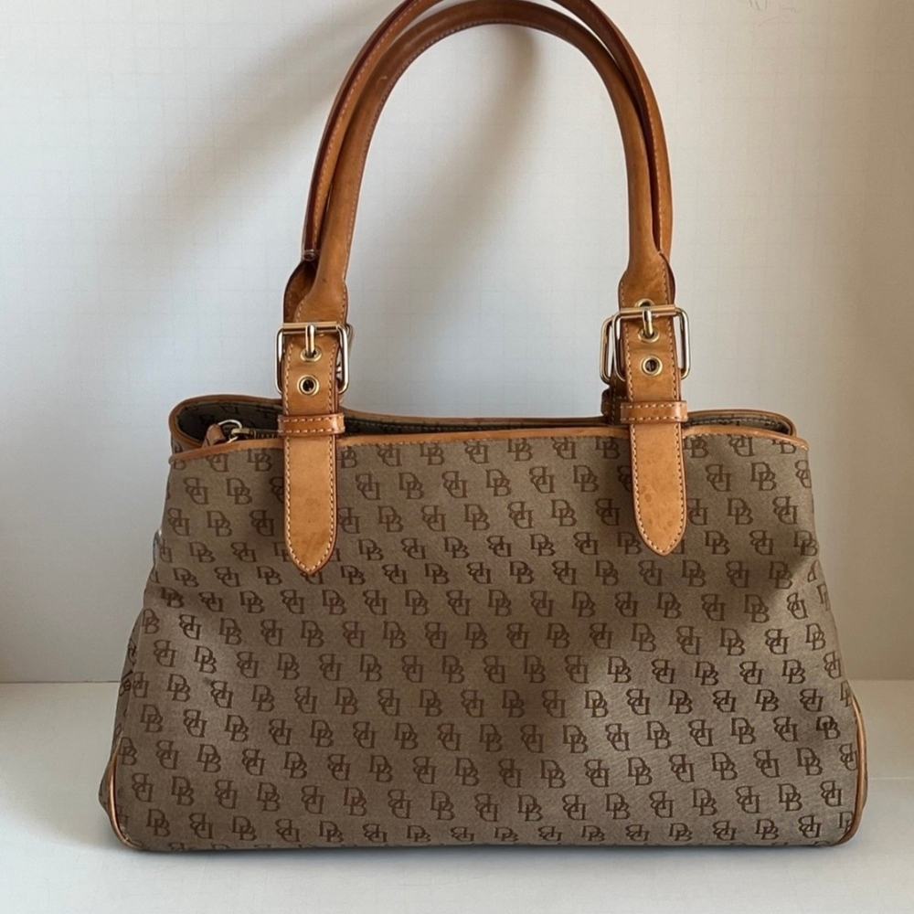 Dooney & Bourke Tan Monogram Shoulder Bag and 3 Accessories